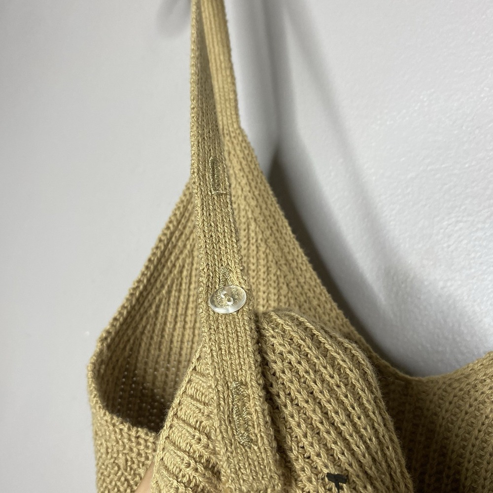 Frye Cable Knit Tan Tank Top Women's Size M V Neck Adjustable Strap - Picture 6 of 11